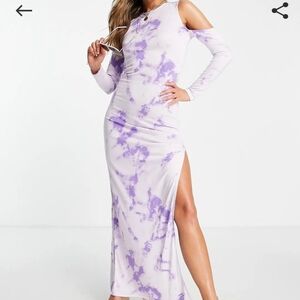 ASOS Design Cold Shoulder Maxi dress in lilac (size 8)